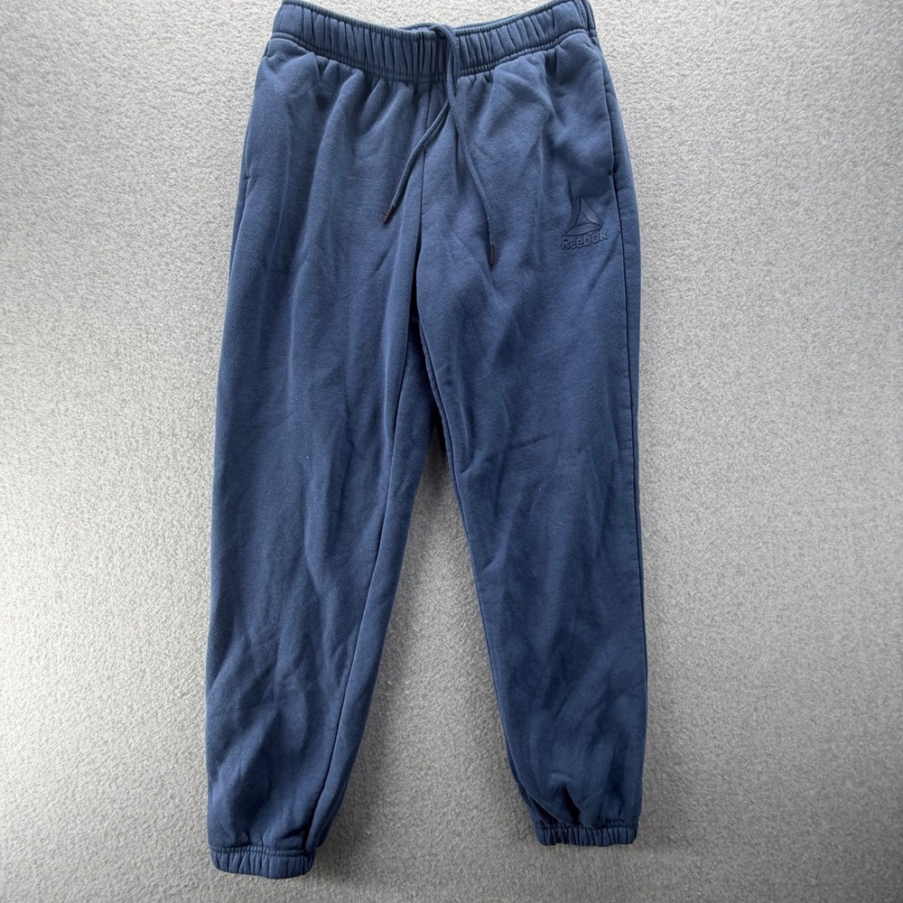 Reebok Mens Navy Blue Fleece Jogger Sweatpants‎ Small REW253PA04 Activewear